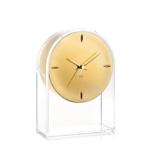 Kartell Air du Temps Table Clock, 21.5 x 8 x 30 cm, Crystal Clear/Gold