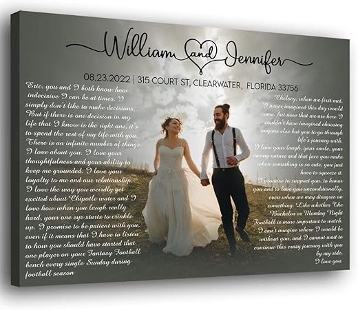 Kaysen Personalized Wedding Photo Our Vows Poster Unframed Or Wrapped Canvas, Custom Your Wedding Vows Wall Art Home Decor, Great Gift For Wife Husband Newlyweds