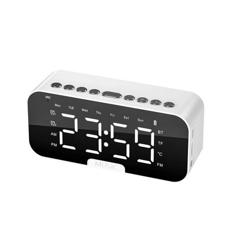 Keeplus Innovative Timepiece Redefined Sleek Mirror Design Portable Clock With Bluetooth Speaker Alarm Temperature And Card Slot, for Bedroom Living Room