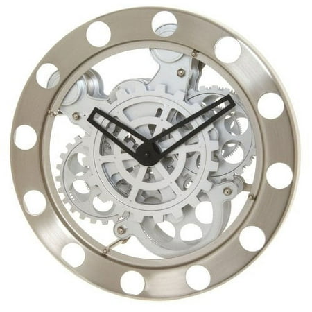 Kikkerland Nickel/White Gear Wall Clock 1718