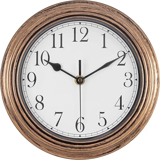 Kitchen Clock, Silent Wall Clocks Battery Operated, 9 Inch Small Retro Decorative Wall Clock for Living Room, Bathroom, Office, Home Decor - Bronze