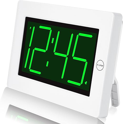 KWANWA LED Digital Clock, Alarm Clock, Wall Clock, 3" LED Digit Display, Adjustable Brightness, Auto Night Mode, Auto Alarm Volume Increasing, Wall-Mount & Table-top, Alarm Clock for Bedroom