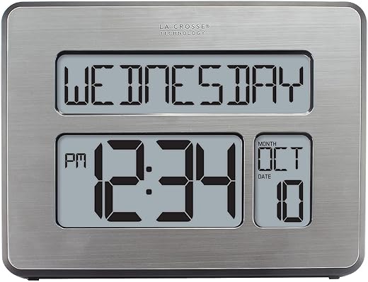 La Crosse Technology Atomic Wall/Table Clock, Metal, 7.5-inch H x 9.75-inch W x 1-inch D (C86279)