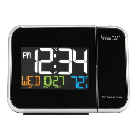 La Crosse Technology Entry Level Projection LED Black Alarm Clock with Indoor Temperature, W85923