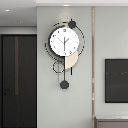 Large Wall Clock for Living Room Decor 30 Inch Modern Decorative Wood Wall Clock Battery Operated Non Ticking for Bedroom Office Kitchen Big Pendulum Silent Clock Wall Decor for Home Indoor