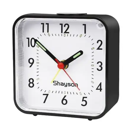 LAYADO Analog Alarm Clock Silent Non Ticking Small Clock, Travel Alarm Clock with Snooze & Light, Battery Operated Loud Alarm Clock for Bedroom, Bedside, Desk, Black, Christmas Gift