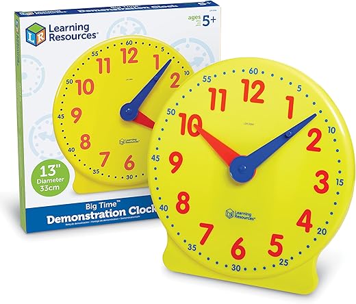 Learning Resources Big Time Learning Clock, Analog Clock, Homeschool, 12 Hour, Basic Math Development, Ages 5+