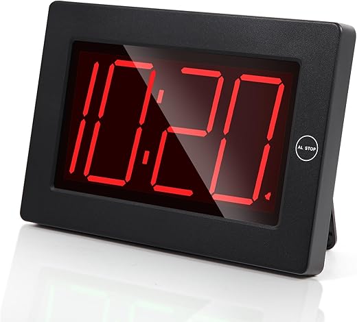 LED Digital Wall Clock Battery Operated - Large Display Digital Clock, Adjustable Brightness, Wall or Table Mount