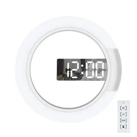 LED Mirror Remote Control Digital Wall Clock, USB Powered Digital Alarm Clock with Snooze, Temperature for Home, Bedroom, Office