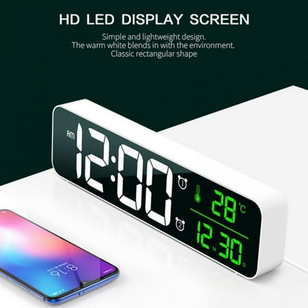 LED Music Alarm Clock for Heavy Sleepers with Snooze, 5 Brightness, Volume Adjustable, 40 Classic Music, Display Time/Date/Temperature, Wall Mounted/Table Alarm Clock for Bedroom Living Room Office