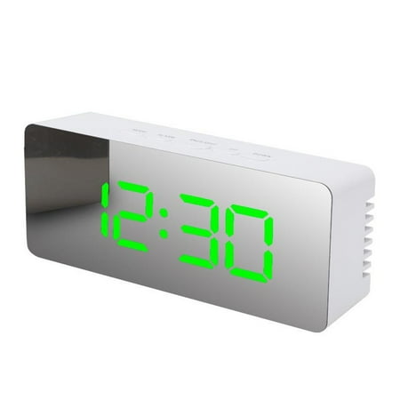 LED Wecker Digital USB Alarmwecker Funk Uhr Schlummerfunktion Tischuhr Spiegel