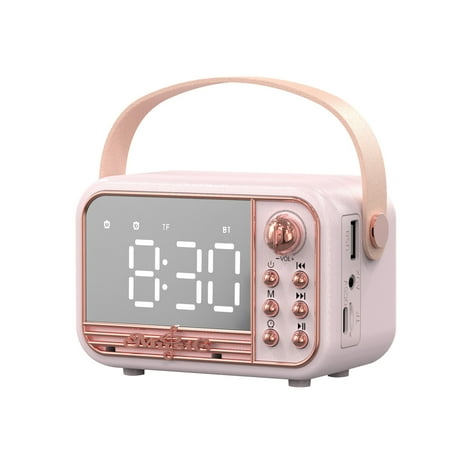 LeKY Bluetooth-compatible Speaker Fast Connection 360-degree Sound Balance Diffusion Vintage Call Retro Handheld Type Alarm Clock Speak Pink One Size