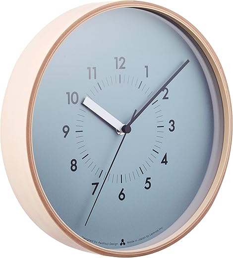 Lemnos Wall Clock Analog Soso General Quartz Watch Natural Color Wood SOSO Blue AWA13-06 BL Lemnos