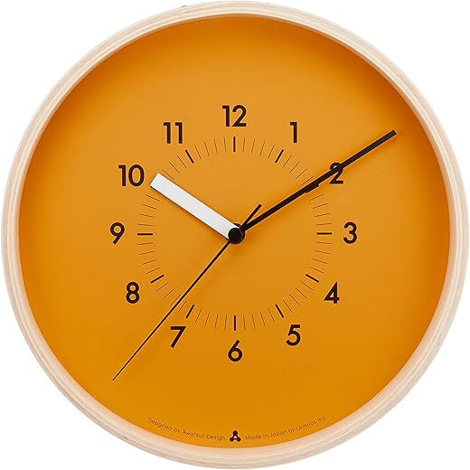 Lemnos Wall Clock Analog Soso General Quartz Watch Natural Wood SOSO Orange AWA13-06 OR Lemnos