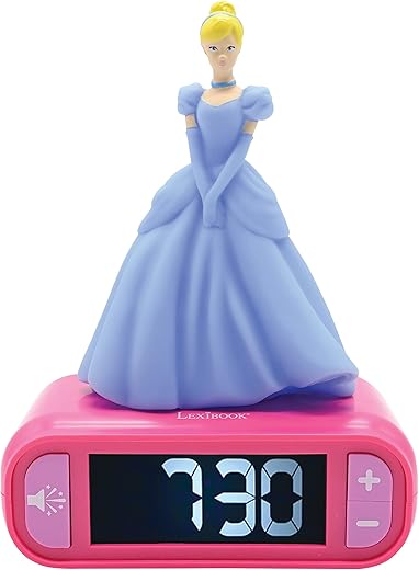 Lexibook - Disney Princess Digital Alarm Clock for Kids with Night Light Snooze, Childrens Clock, Luminous Disney Princess, Pink Colour - RL800DP