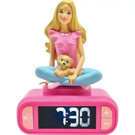 Lexibook RL800BB Pink Barbie Night Light Clock Alarm Clock for Boys and Girls Snooze