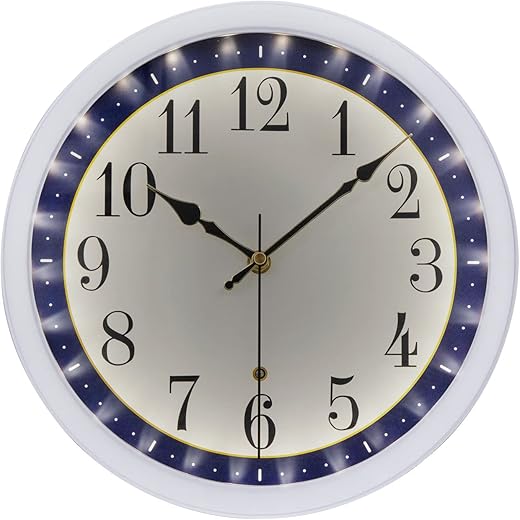 Lighted Wall Clocks,12 Inch Silent Non-Ticking Night Light Wall Clock, Glow in The Dark Battery Operated Wall Clocks for Bedroom Living Room