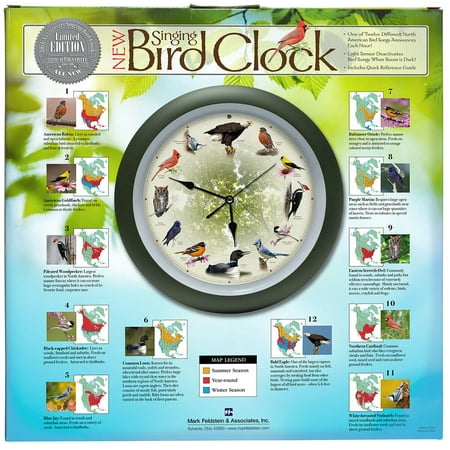 Limited Edition 20th Anniversary Singing Bird Wall Sound Clock, 13, Green