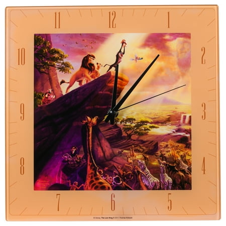 Lion King Disney Kinkade Sunrise Orange 11 inch Glass Square Wall Clock