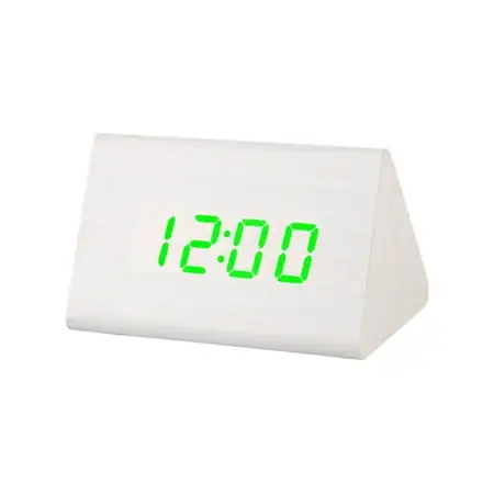 Liuanngg Home Clock Wooden Alarm Clock Green Wooden Wood Clock New Version Led Alarm Digital Desk Clock Adjustable Brightness Alarm Time Displays Time Date Temperature