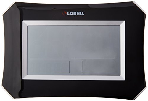Lorell 60998 Wall/Alarm Clock, LCD, 10-1/4W-Inch x7-Inch Hx1-1/2-Inch D Lunar, Slvr/Blk
