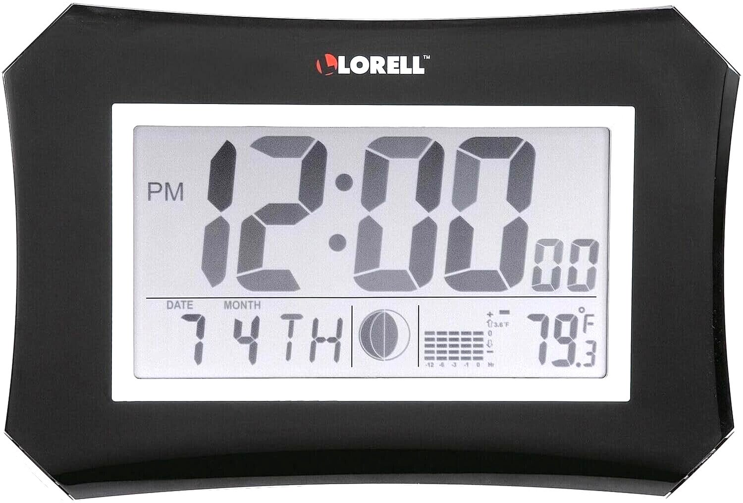 LORELL 60998 Wall Desk Alarm Clock, LCD, D Lunar, Slvr / Blk