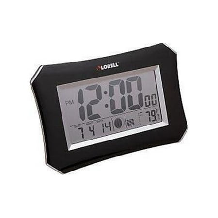 Lorell Wall/Alarm Clock LCD 10-1/4Wx7Hx1-1/2D Lunar Slvr/Blk 60998