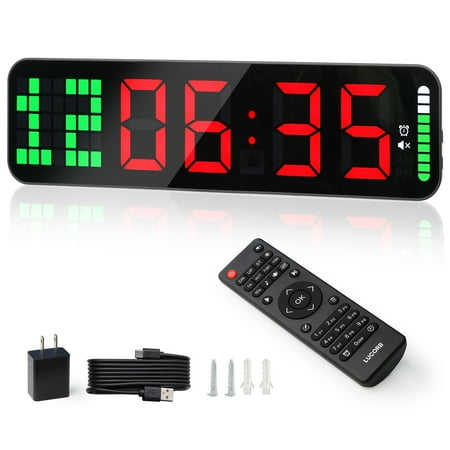 LUCORB Gym Timer Clock, Large Digital Wall Countdown Timer with Remote for Home Workout