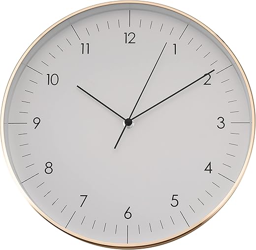 LUUK LIFESTYLE Silent Quartz Wall Clock, Nordic and Minimalist Design, Interior Decoration for Living Room, Kitchen, Bedroom, White and Gold