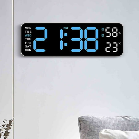 MagicXflow Digital Wall Clock,Digital Calendar,Large Wall Clock,Large Display Digital Clock,LED Digital Clock with Remote Control,Countdown Dimmer Large Clock with DST Date Week Temperature