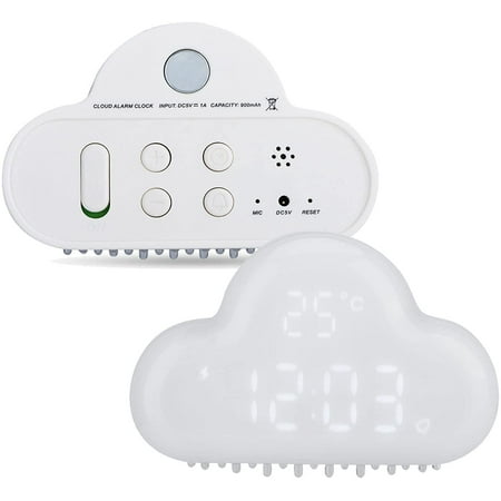 Magnetic Clock, SL.GT Cloud Shaped Clock with USB Charging Cable Digital Alarm Displays Time/Date/Temperature etc(White)