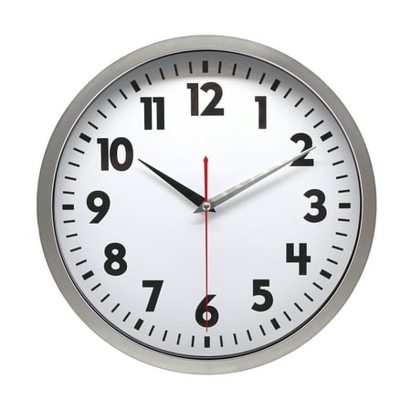 Mainstays 12 Schoolhouse Wall Clock Silver