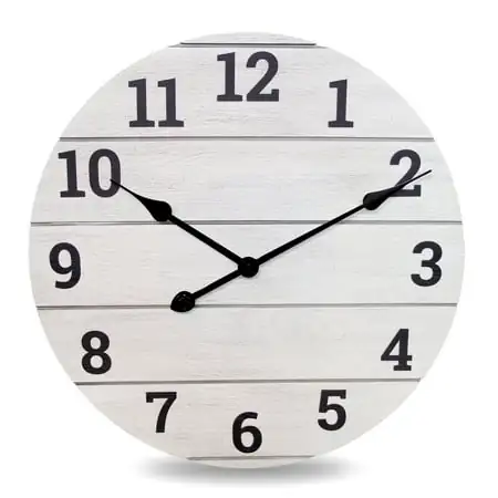 Mainstays Whitewashed Wood Plank 20 Analog Wall Clock