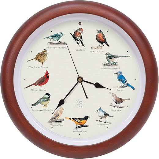 Mark Feldstein & Associates The Original Singing Bird Clock 25th Anniversary Edition (13 Inch, Premium Cherry)