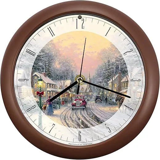 Mark Feldstein & Associates Thomas Kinkade Village Distinctive Bronze Tone Framed 8 inch Carol Sound Clock