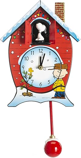 Mark Feldstein Peanuts Christmas Linus and Lucy Song Cuckoo Clock 17 x 8 x 5 inches Multicolor