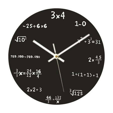 Math Wall Clock Formula Wall Clock Simple Math Equation Notation Clock Wooden Hanging Clock Modern Clocks for Home Office School Decorative Clock