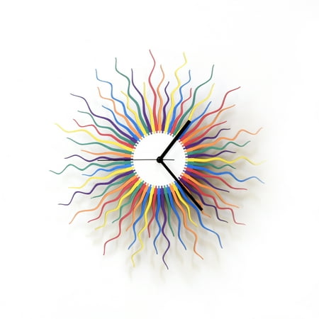 Medusa Rainbow - 16 in Oversized Analog Wall Clock in Rainbow Colors, Boho Decor, Sunburst Clock by Ardeola