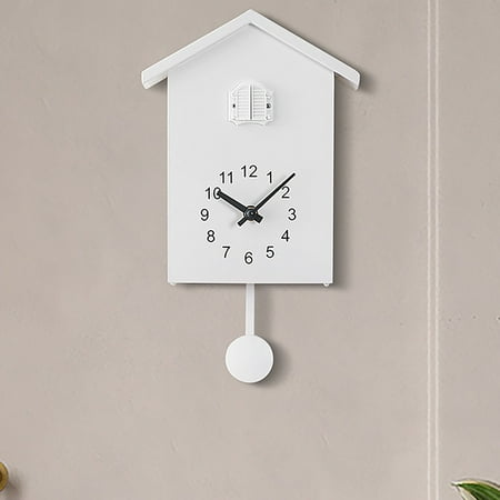 Meiiso Discounted Stock! Artistic Creative European Style Decorative Wall Clock, Large Clockcuckoo Minimalist Birdhouse Modern Desig Clock White Clock, 8.97*5.07*11.31In