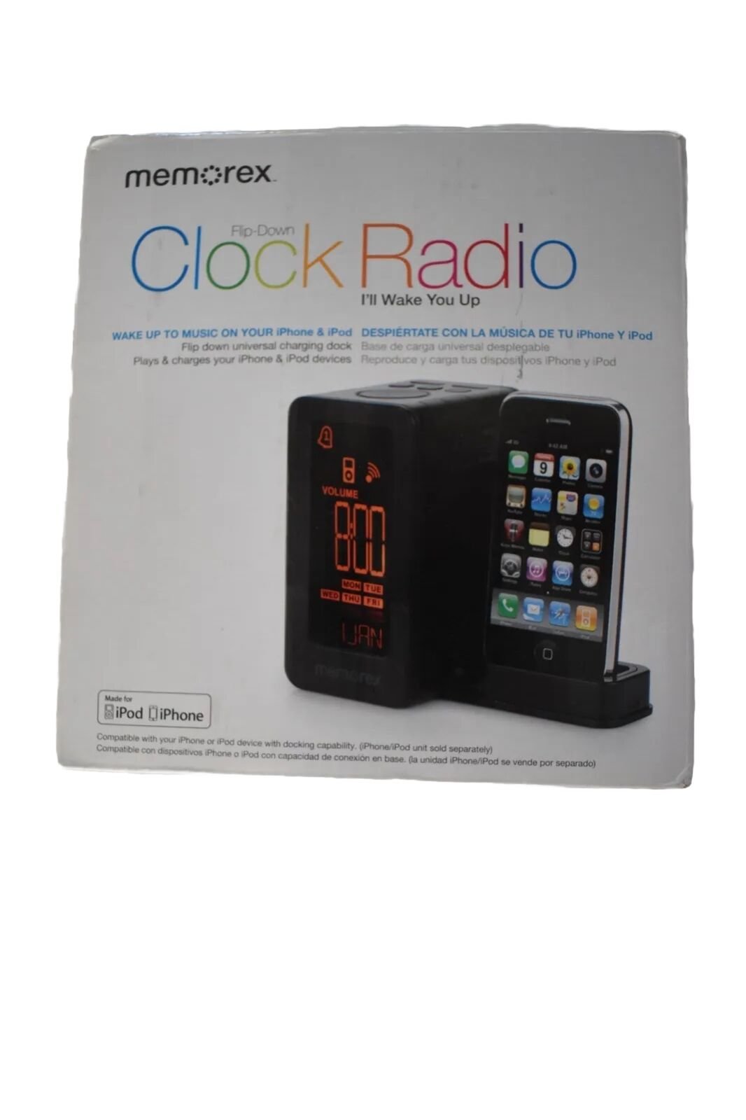 Memorex Clock Radio With Universal Dock For iPhone 4, 3GS, 3G