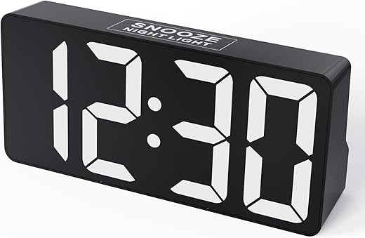 Mesqool Digital Alarm Clock with Large Display, USB Charging, Snooze, Night Light, 12H/24H Time Format, Loud Alarm, Black