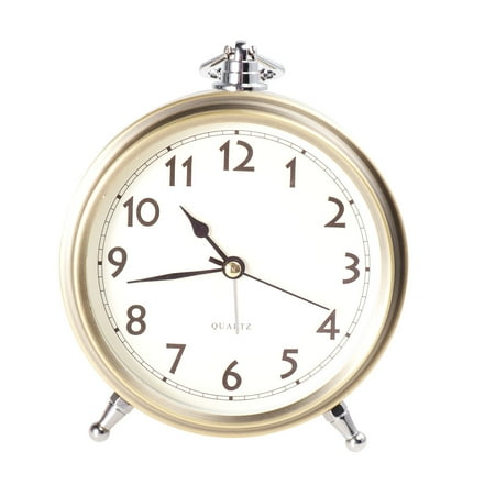 Metal Alarm Clock Roman Numerals Table Bedside Silent Alarm Clock Sweep Seconds Alarm Clock