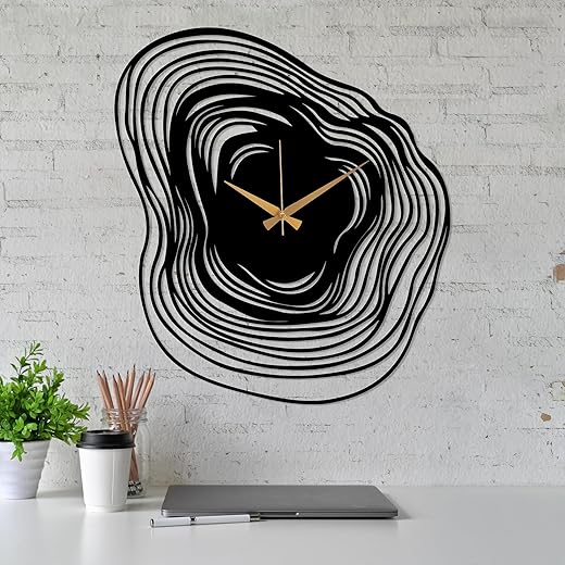 Metal Wall Clock, Large Silent Wall Clock, Modern Minimalist Oversize Wall Clock, Unique Design Clock for Wall, Home Decor Art, Boho Clock, Tall Clocks for Living Room (28.7 x 31.8” / 72.9 x 81 cm)