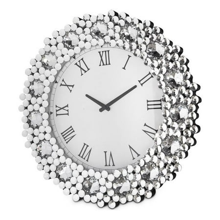 Michael Amini Montreal Mirrored Round Crystal Wall Clock