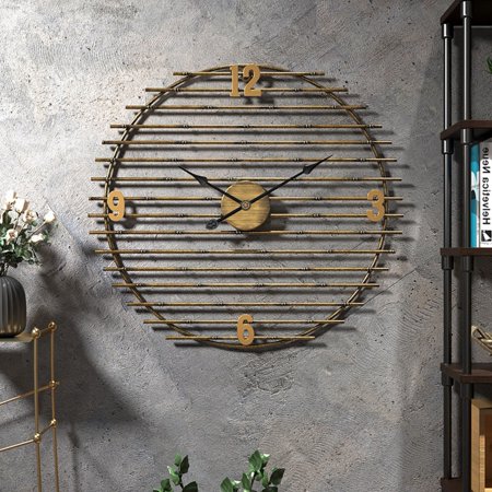 Minimalist Large Metal Iron Retro Wall Clock Vintage Battery Operated Round Clocks Silent Non-Ticking for Living Room Bedroom Dining Room