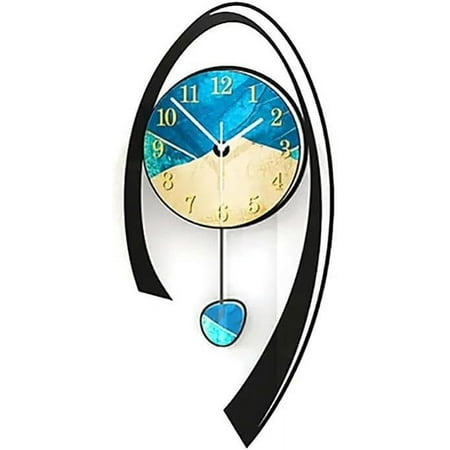 Modern 16.5 Inch Decorative Big Wall Clocks for Living Room, 3D Round Wall Clock,Gold Pendulum Geometric Mute Metal Digital Home Clock