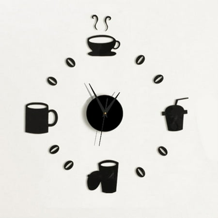 Modern Large DIY Wall Clock 3D Black Number Sticker Home Office Decor Watch Hot