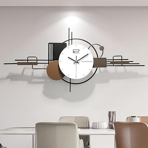 Modern Wall Clock for Living Room,Large Decorative Wall Clock,Creative Silent Clock Battery Operated Metal Wall Art for Entryway/Bedroom/Office/Dinning Room/Kitchen Decor 35''Lx16''W