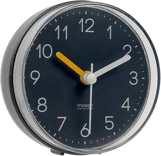 mooas 2WAY Silent Waterproof Bathroom Clock, Shower Clock, Wall Clock, Silent Non-Ticking Battery Operated, Suction Cup Wall Clock, Kitchen Clock (Dark Gray)