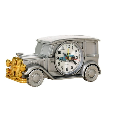 Mosey Alarm Clock Retro Big Numbers Digital Pointer Time Display Plastic Vintage Car Shape Desktop Antique Clock Home Decor for Bedroom